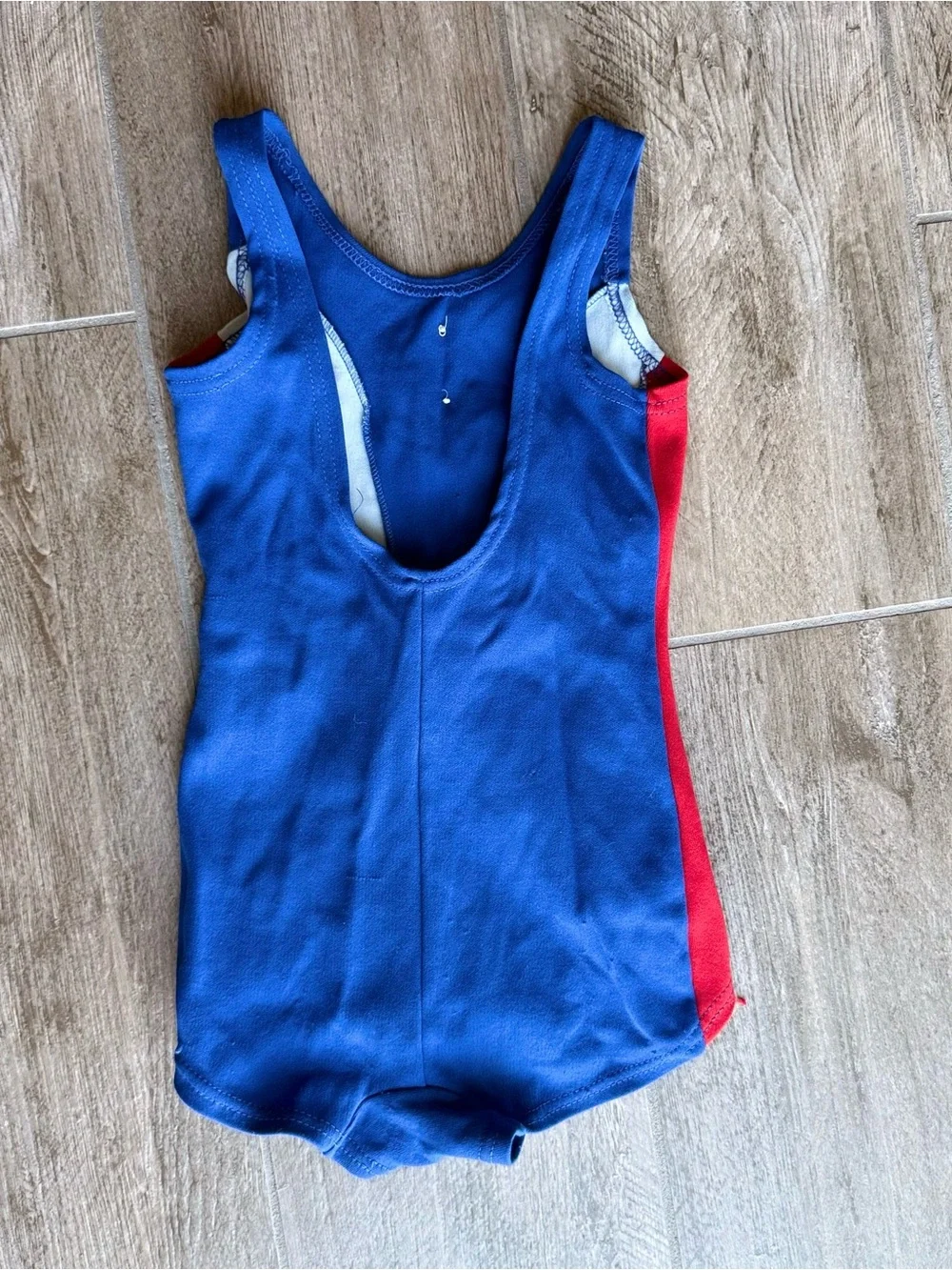 Vintage Girls Red White & Blue Striped One-Piece Leotard or Swimsuit 1970’s